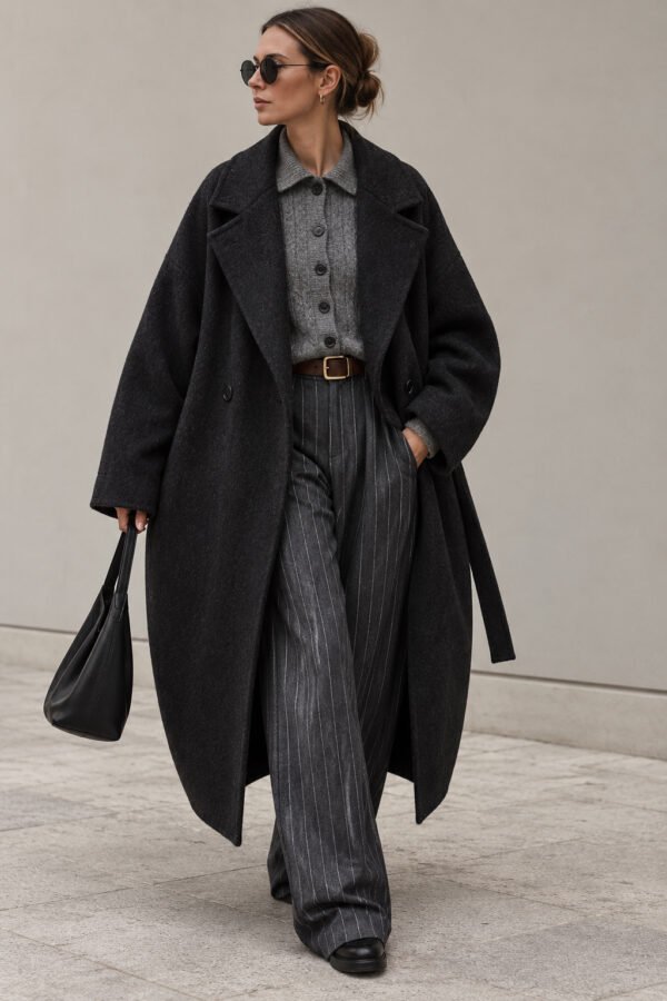 Oversized Cocoon Coat – Charcoal