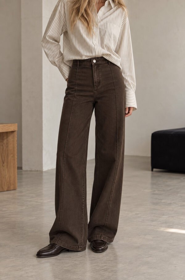 Dark Brown Wide-Leg Denim