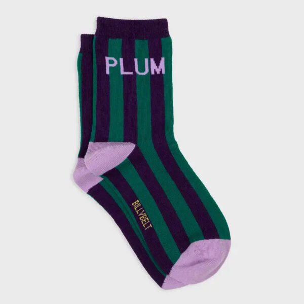 Combed Cotton Socks with Message - Plum