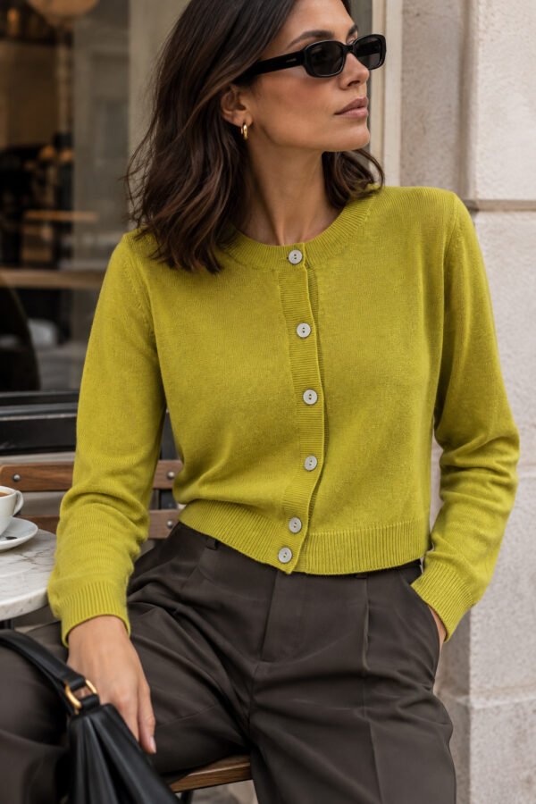 Lime Green Knit Cashmere Cardigan
