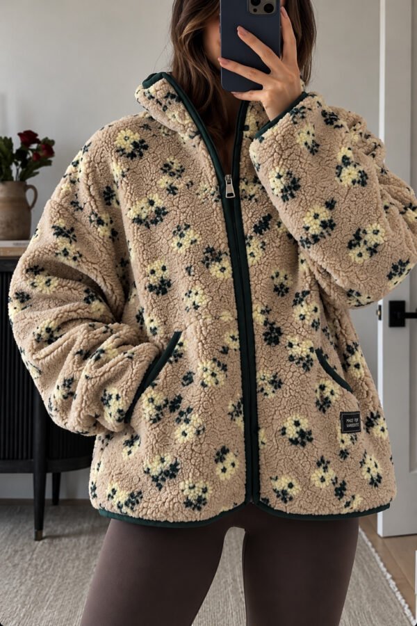 Teddy Fleece με Κίτρινα Λουλούδια & Πράσινες Λεπτομέρειες